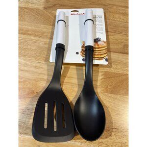 KITCHENAID White 2Pc. Slotted Turner & Basting Spoon Tool SET NEW WITH TAGS!